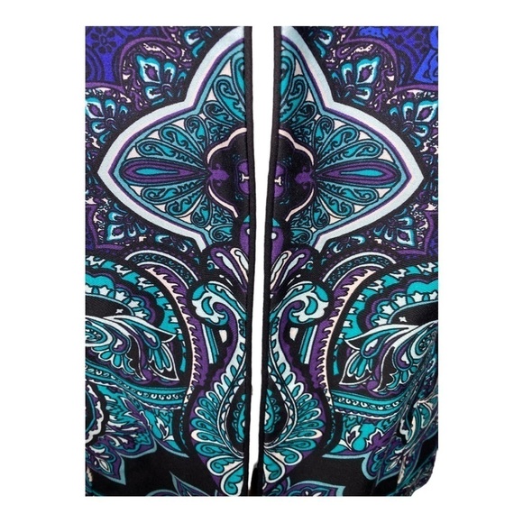 COLDWATER CREEK Blazer Symmetrical Paisley Floral Open Front Cotton Size 10 - Picture 4 of 8